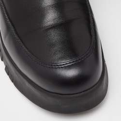 Pre Owned Prada Black Leather Knee Length Boots Size 39.5