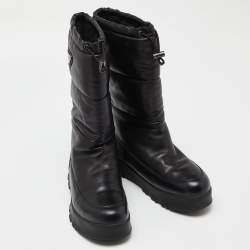 Pre Owned Prada Black Leather Knee Length Boots Size 39.5