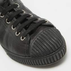 Prada Sport Black Leather High Top Sneakers Size 36.5