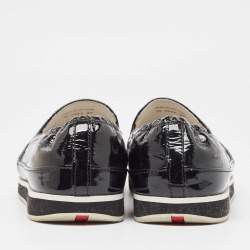 Prada Sport Black Patent Leather Slip On Loafers Size 39