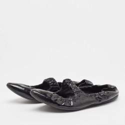 Prada Sport Black Patent Leather Scrunch Mary Jane Ballet Flats Size 39.5 