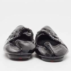 Prada Sport Black Patent Leather Scrunch Mary Jane Ballet Flats Size 39.5 