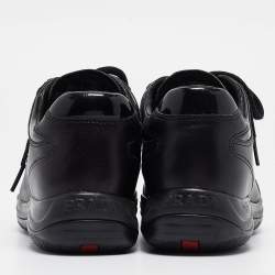 Prada Sport Black Leather Low Top Sneakers Size 39