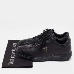 Prada Sport Black Leather Low Top Sneakers Size 39