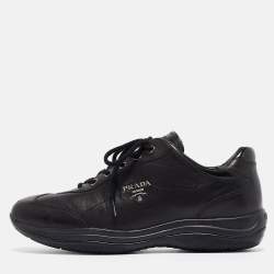 Prada Sport Black Leather Low Top Sneakers Size 39