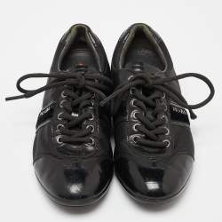 Prada Sport Black Patent Leather and Nylon Low Top Sneakers Size 35.5