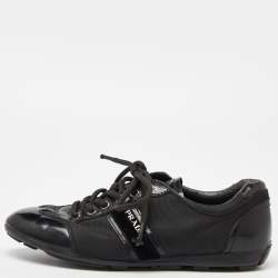 Prada Sport Black Patent Leather and Nylon Low Top Sneakers Size 35.5