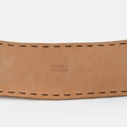 Prada Beige Suede Round Buckle Wide Belt 85CM