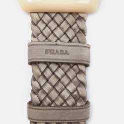Prada Grey Braided Leather Buckle Belt 80CM