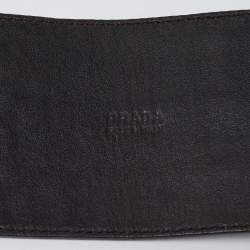 Prada Dark Brown Croc Embossed Leather Buckle Wide Belt 80CM