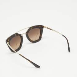 Pre Owned Prada Tortoise Brown/Gold Gradient SPR 090 Cat Eye Sunglasses