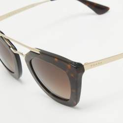 Pre Owned Prada Tortoise Brown/Gold Gradient SPR 090 Cat Eye Sunglasses