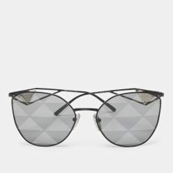 Prada Black Tone/Grey SPR50Z All-Over Logo Cat-Eye Sunglasses