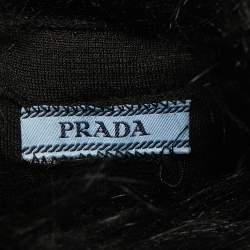 Prada Black Faux Fur and Genuine Leather Gloves 