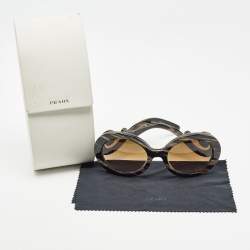 Prada Brown Gradient SPR27N Printed Frame Baroque Round Sunglasses