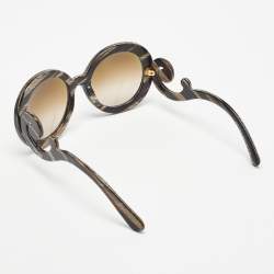 Prada Brown Gradient SPR27N Printed Frame Baroque Round Sunglasses
