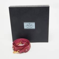 Prada Pink Saffiano Leather Crystal Embellished Shoulder Bag Strap