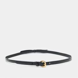 Prada Black Patent Leather Bow Skinny Waist Belt 75CM
