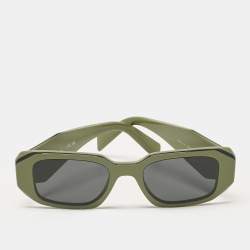 Prada Olive Green/Black SPR17W Symbole Rectangular Sunglasses
