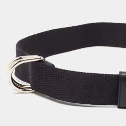 Prada Black Nylon Double Ring Pouch Detail Belt 80CM