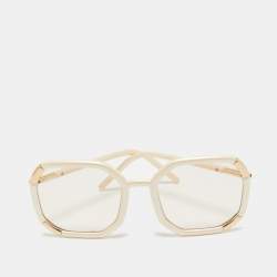 Prada Cream SPR20X Geometric Frame Oversized Sunglasses
