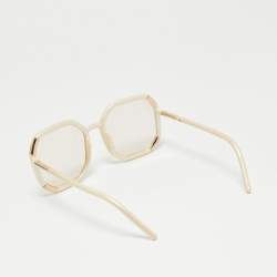 Prada Cream SPR20X Geometric Frame Oversized Sunglasses