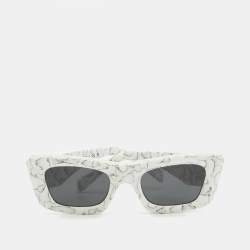 Pre Owned Prada White/Black SPR 13Z Marble Print Symbole Sunglasses 