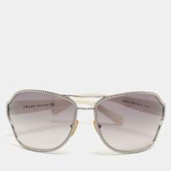 Prada Black/White Metal Shield SPR 61H Sunglasses