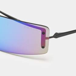 Prada Iridescent Blue/Black Tone SPR61V Rectangular Shield Sunglasses