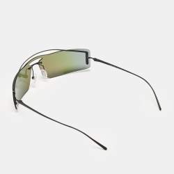 Prada Iridescent Blue/Black Tone SPR61V Rectangular Shield Sunglasses