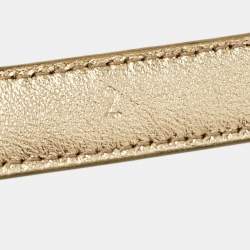Prada Gold Patent Leather Triangle Logo Studded Slim Belt 90CM