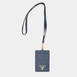 Pre Owned Prada Blue Saffiano Leather ID Badge Holder