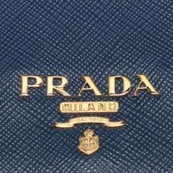 Pre Owned Prada Blue Saffiano Leather ID Badge Holder