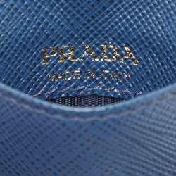 Pre Owned Prada Blue Saffiano Leather ID Badge Holder