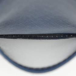 Pre Owned Prada Blue Saffiano Leather ID Badge Holder