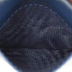 Pre Owned Prada Blue Saffiano Leather ID Badge Holder