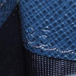 Pre Owned Prada Blue Saffiano Leather ID Badge Holder