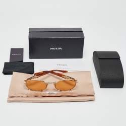 Prada Gold Tone/Papaya SPR65Z Oval Sunglasses