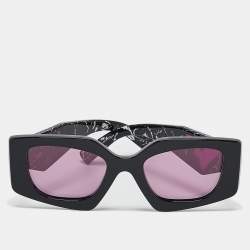 Prada Black/Purple SPR15Y Symbole Rectangle Sunglasses
