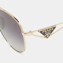Prada Black/Gold SPR 73Z Triangle Logo Aviator Sunglasses