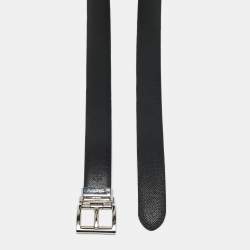 Prada Black/White Leather Reversible Buckle Belt 75CM