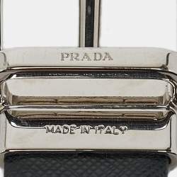 Prada Black/White Leather Reversible Buckle Belt 75CM