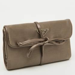 Prada Grey Satin Cosmetic Pouch Raso Jewelry Roll