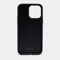 Prada Black/Beige Rubber Crystals Embellished iPhone 14 Pro Case