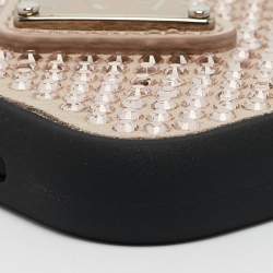 Prada Black/Beige Rubber Crystals Embellished iPhone 14 Pro Case