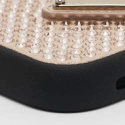 Prada Black/Beige Rubber Crystals Embellished iPhone 14 Pro Case