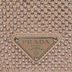 Prada Black/Beige Rubber Crystals Embellished iPhone 14 Pro Case