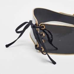 Prada Black Patent Leather Corset Waist Belt 80CM
