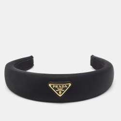 Prada Black Trinangle Logo Re-Nylon Head Band 