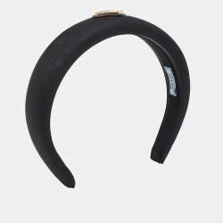Prada Black Trinangle Logo Re-Nylon Head Band 